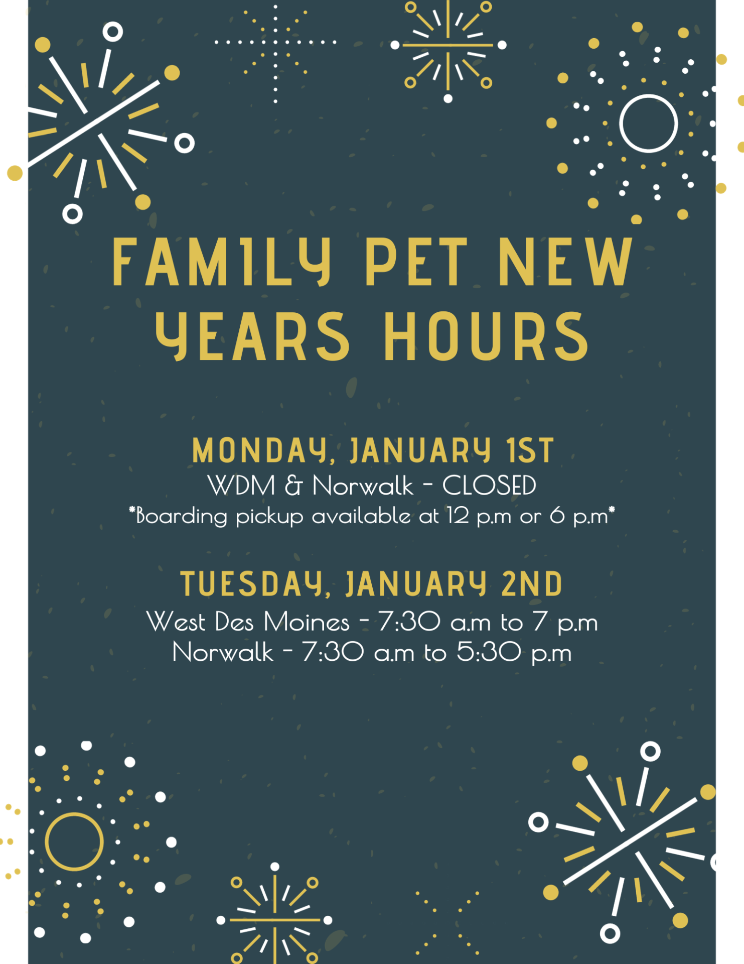 Holiday Hours at Family Pet Veterinary Center Family Pet Veterinary