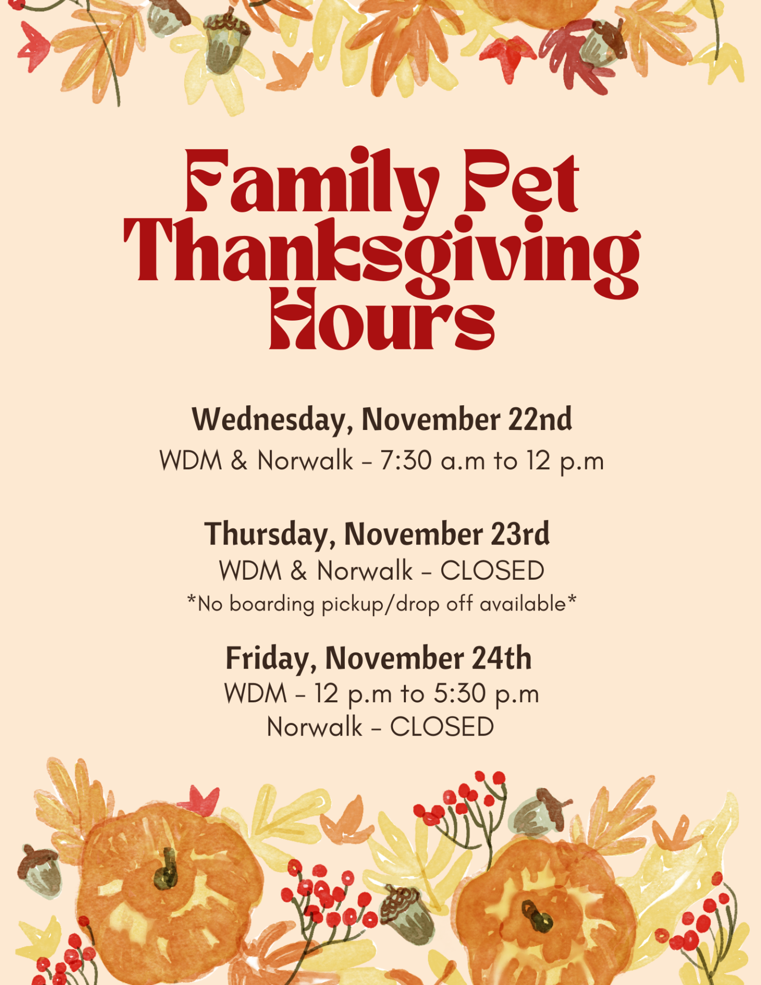 FPVC Holiday Hours